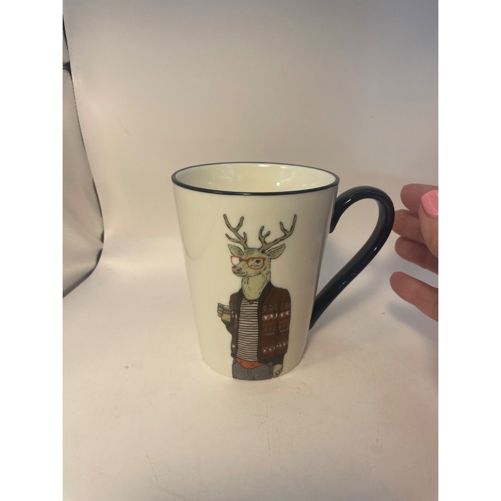 Signature Housewares‎ ~ Hipster Animal Coffee Mug 16.5 oz ~ Deer with Eyeglasses